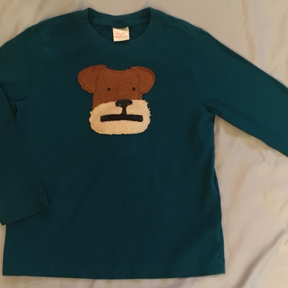 Hanna Andersson Long Sleeve Dog Appliqué Shirt 120 6-7